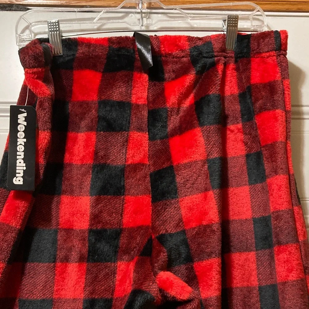 Red‎ & Black Buffalo Plaid Fleece Lounge Pants XL NWT